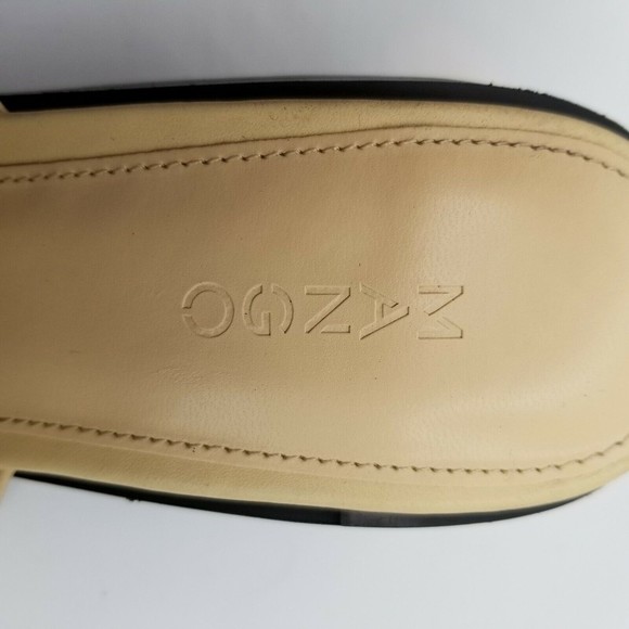 Mango Womens Cream Leather Open Toe Block Heel Slides Sandals 37 US 7 - Picture 7 of 13